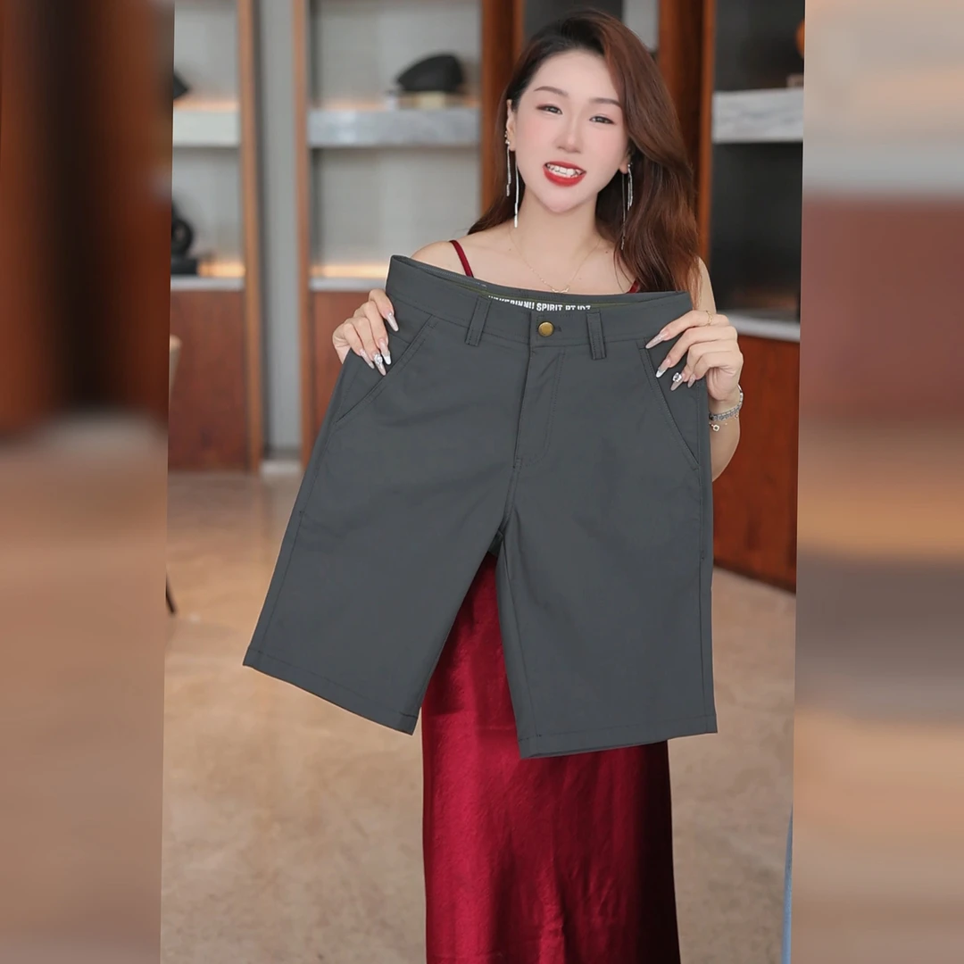 高端2025夏季薄款男士五分裤直筒修身弹力卡其休闲短裤子冰丝舒适