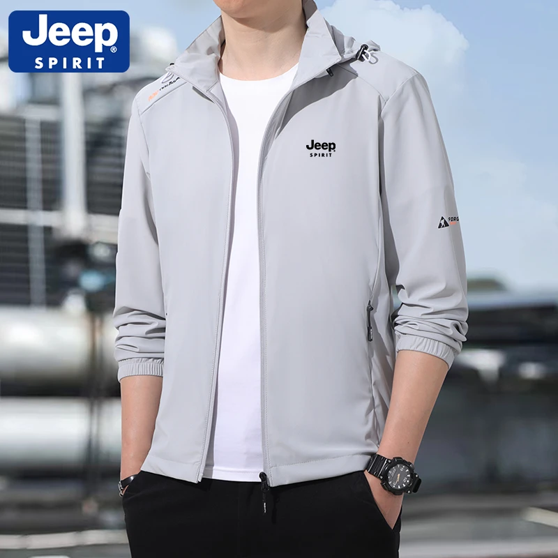 JEEPSPIRIT吉普防晒衣男夏季冰丝轻薄户外防紫外线钓鱼防晒服外套