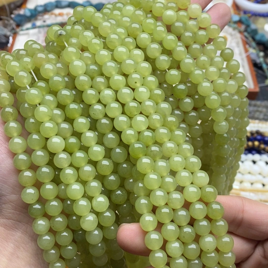 玛瑙/玉髓未镶嵌珠宝半成品一条天然微瑕8mm晴水绿玉髓圆珠