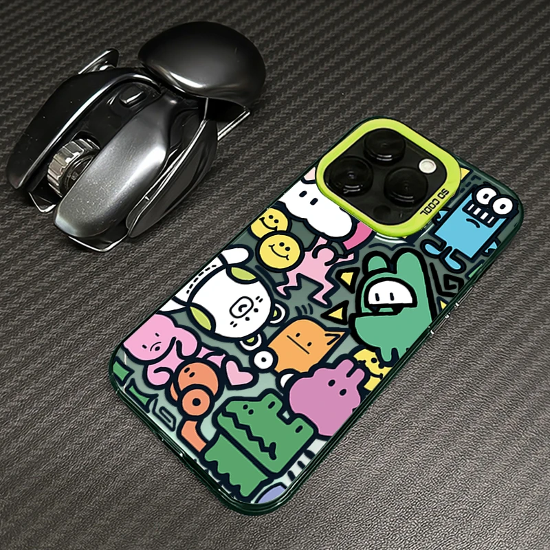 绿色涂鸦苹果16promax手机壳iphone15pro防摔14磨砂13适用12套11