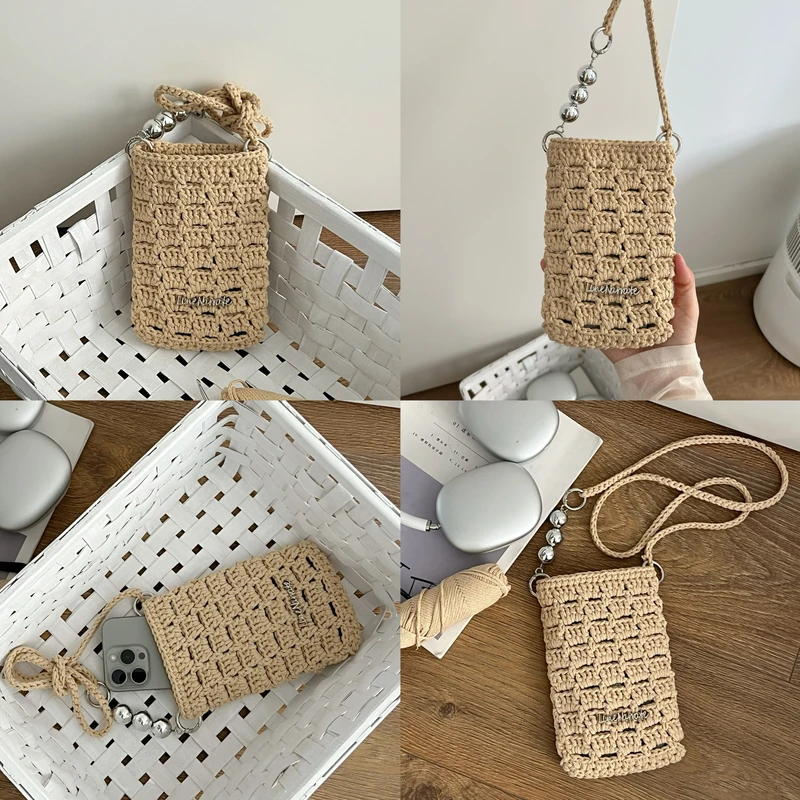 Line Narrate 格子斜挎手机包（材料包非成品）