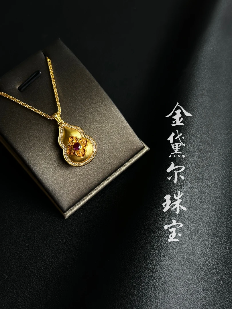 坠链均足银 【红钻葫芦套链】手工拉丝点钻工艺时尚拉丝葫芦