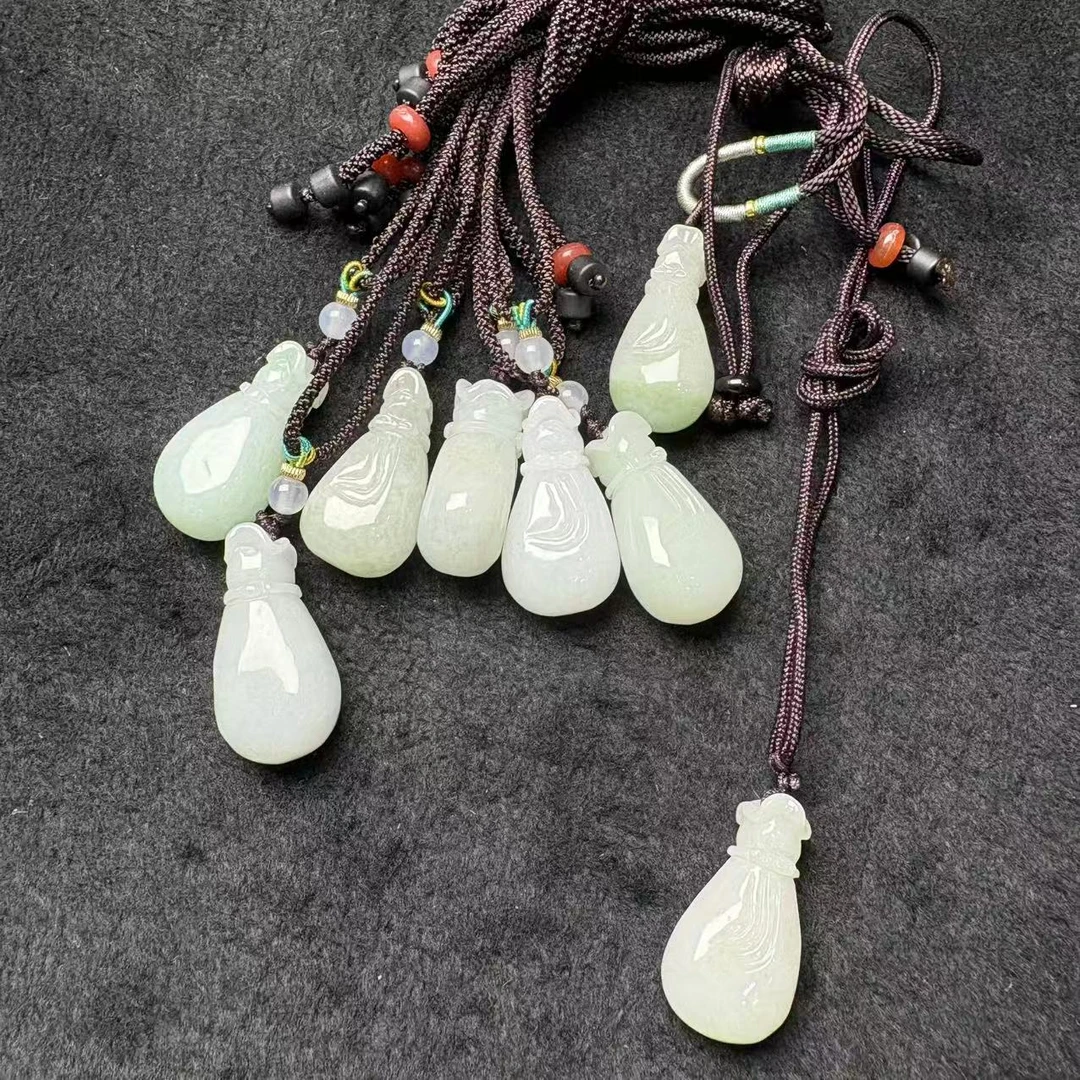 天然A货翡翠瑕疵处理钱袋子吊坠-v1767-多样性发一