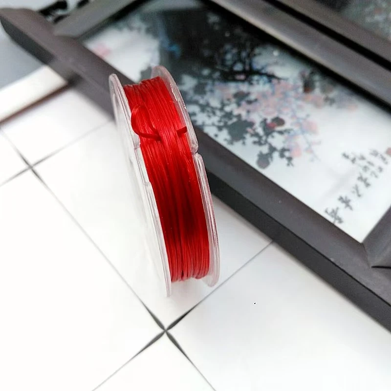 红珠珠穿绳耐磨弹力绳手工创意DIY散珠星月菩提松紧扁形