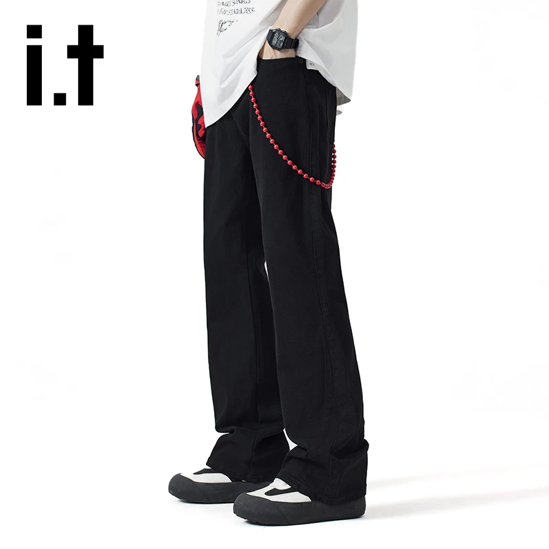 it izzue潮牌微喇叭牛仔裤男夏季美式复古高街长裤vibe风休闲裤子
