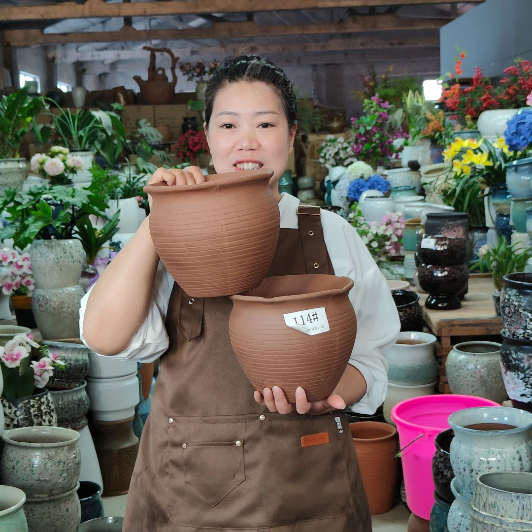 114#复古简约 粗陶陶罐 紫砂罐 景观  多肉盆栽高度18cm 口径20cm