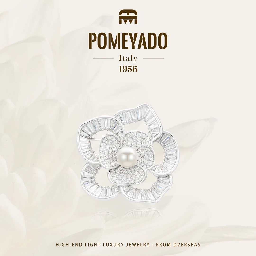 【山茶星蕊】Pomeyado时尚百搭款小香风山茶花胸针F0262