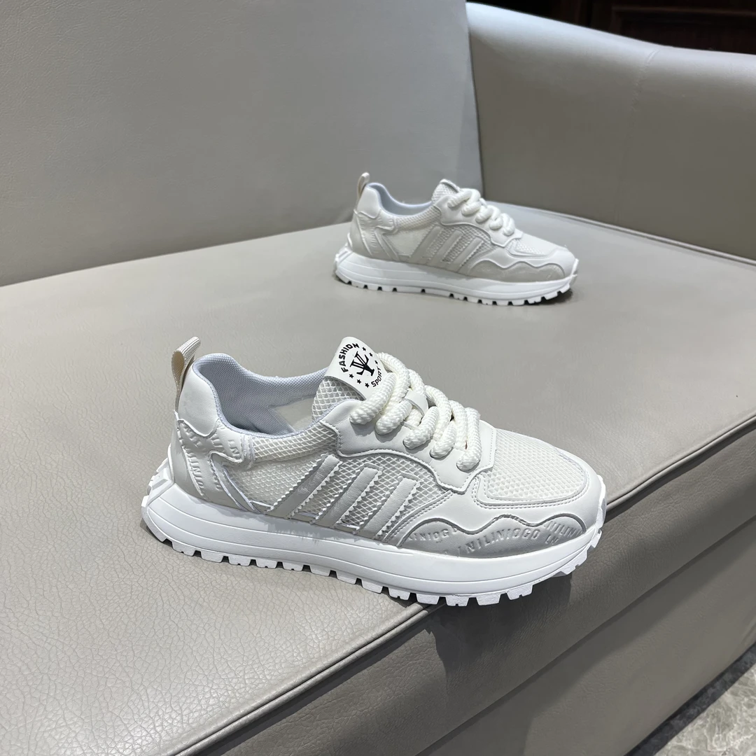 春夏皮拼网舒适透气潮男阿甘鞋百搭运动休闲鞋