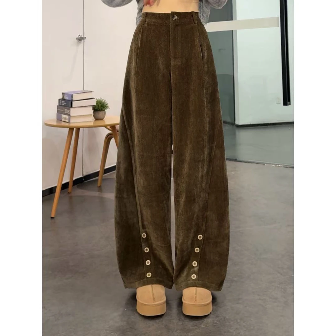 VGVL裤子秋冬季百搭休闲风微弯刀复古休闲裤60405