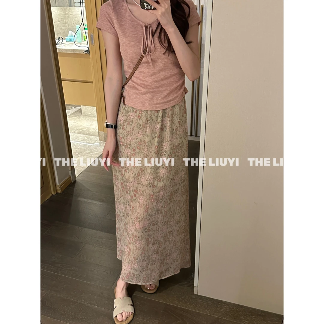 【LIUYI】夏季高腰时髦碎花A字半身裙56148