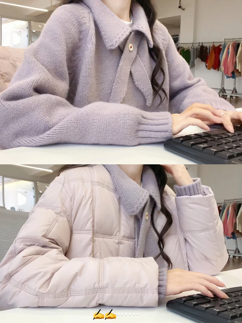 慵懒高级感软糯女款2025新款冬季加厚韩系上衣紫色翻领针织衫毛衣