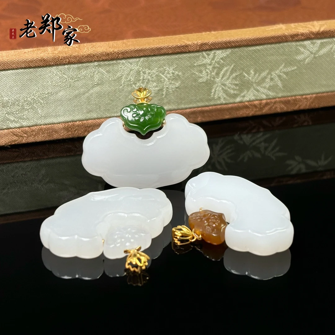 【老郑家】18K金和田玉DIY如意挂件 多样性发一件不带链 3066