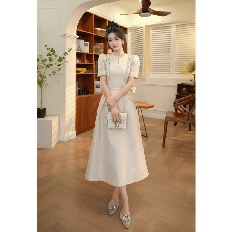 【JANE·简】法式黑方领修身小香风裙显瘦赫本风连衣裙夏季新款21360