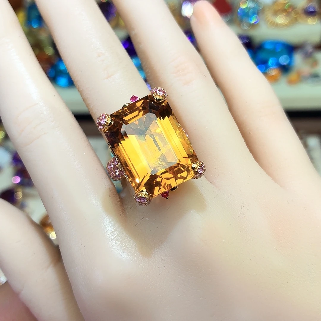 戒指银S925镶嵌水晶