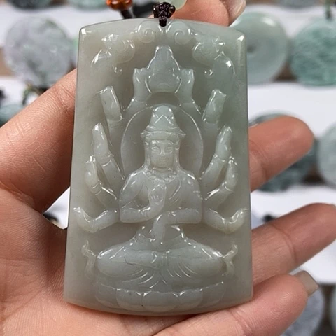 翡翠颈饰未镶嵌千手观音福利