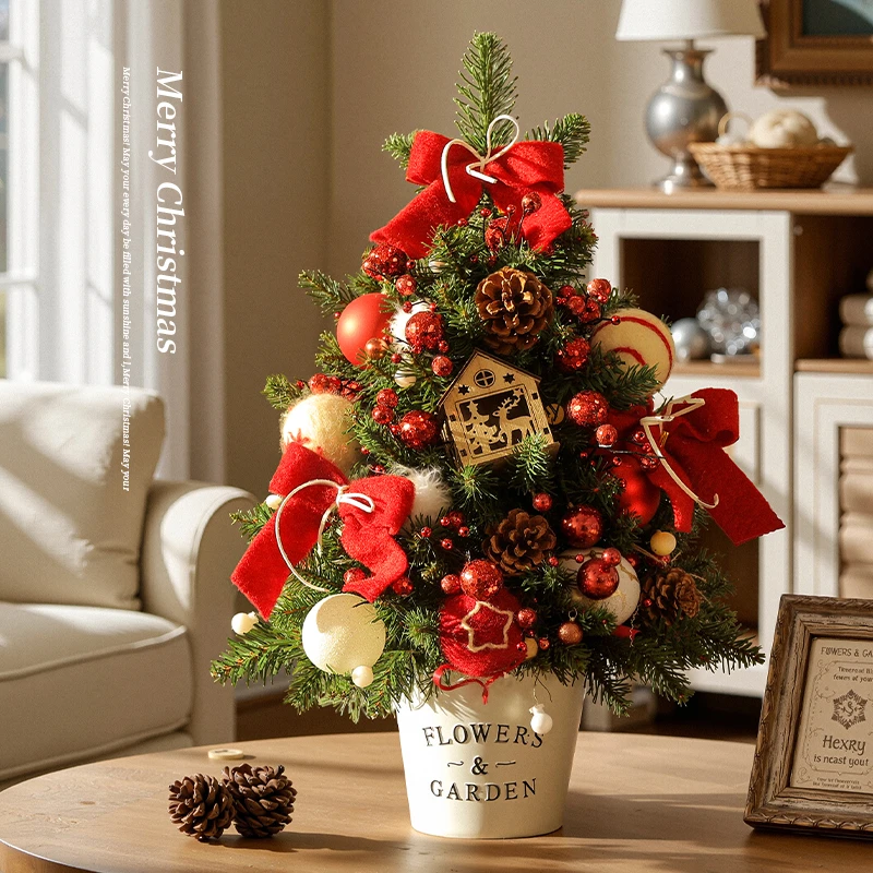 圣诞树家用客厅小型加密摆件圣诞节装饰品diy手工ins风氛围布置