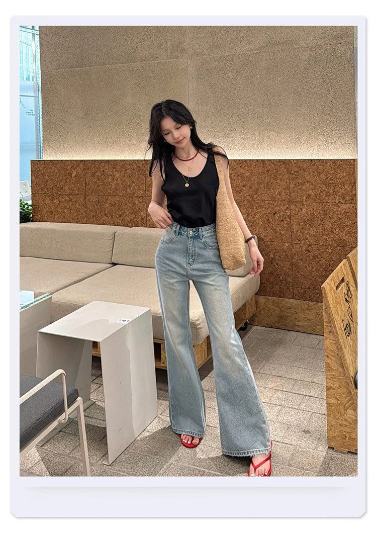 阔腿裤微喇ins风时尚牛仔裤百搭长裤宽松高腰春秋女春季夏季