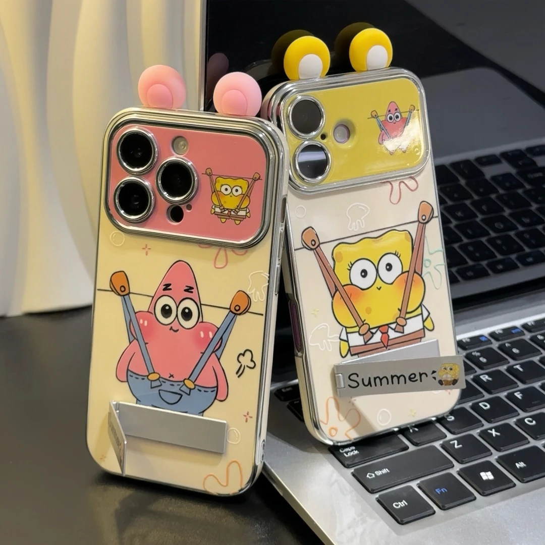 背带裤海绵宝宝派大星适用苹果16手机壳iPhone华为vivo小米15oppo