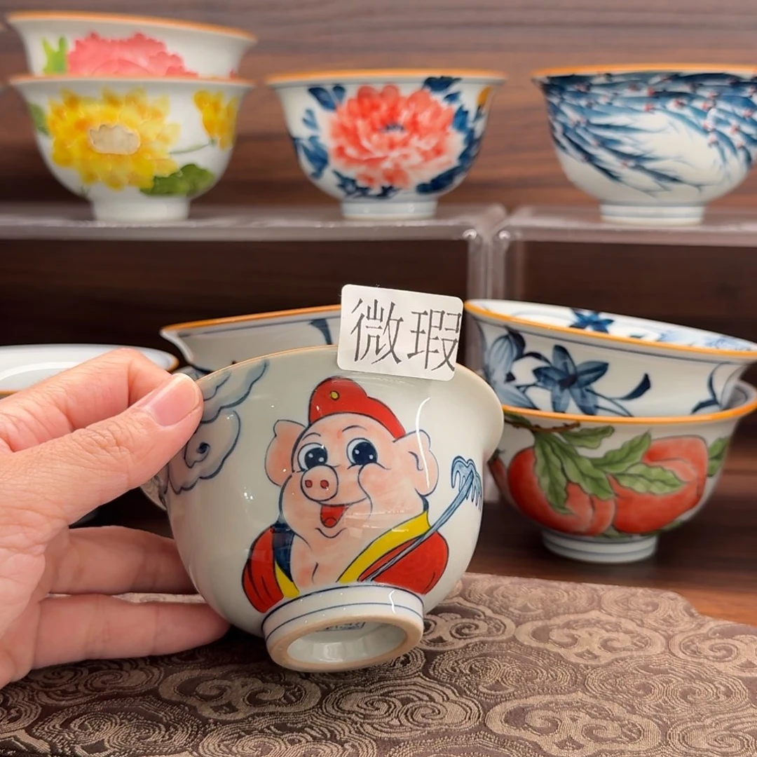 釉下手绘茶具微瑕