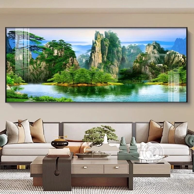 客厅装饰画轻奢沙发背景挂画办公室高档风景山水画