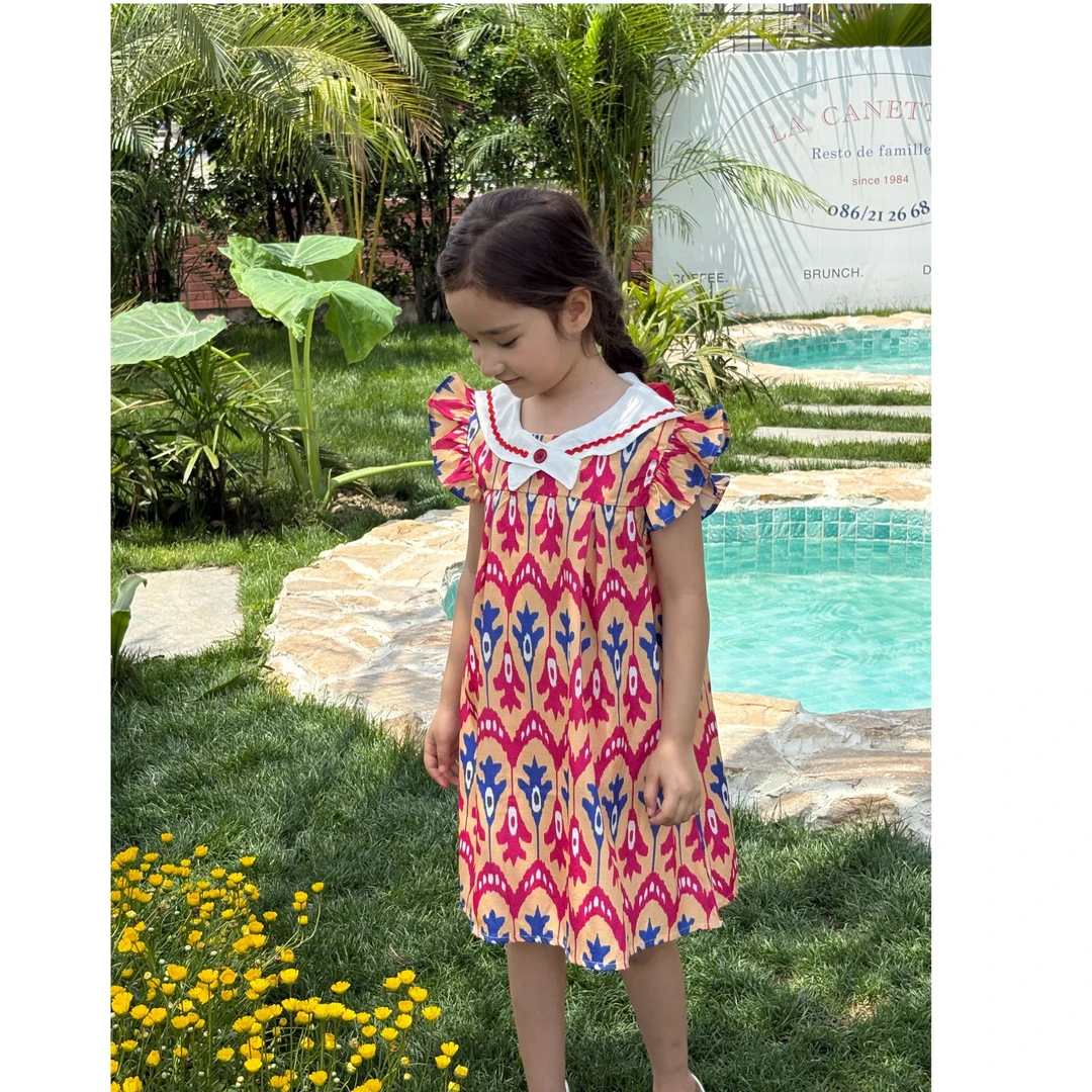 LIWANAY/黎婉娜艾特莱斯夏季新款连衣裙女童复古裙子    #25006#