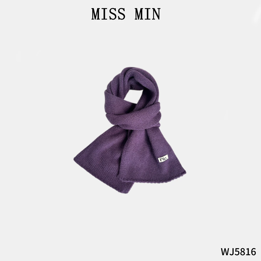 MISS MIN【糯叽叽】浪漫纯色针织锁边高级感羊毛围巾百搭围脖WJ5816