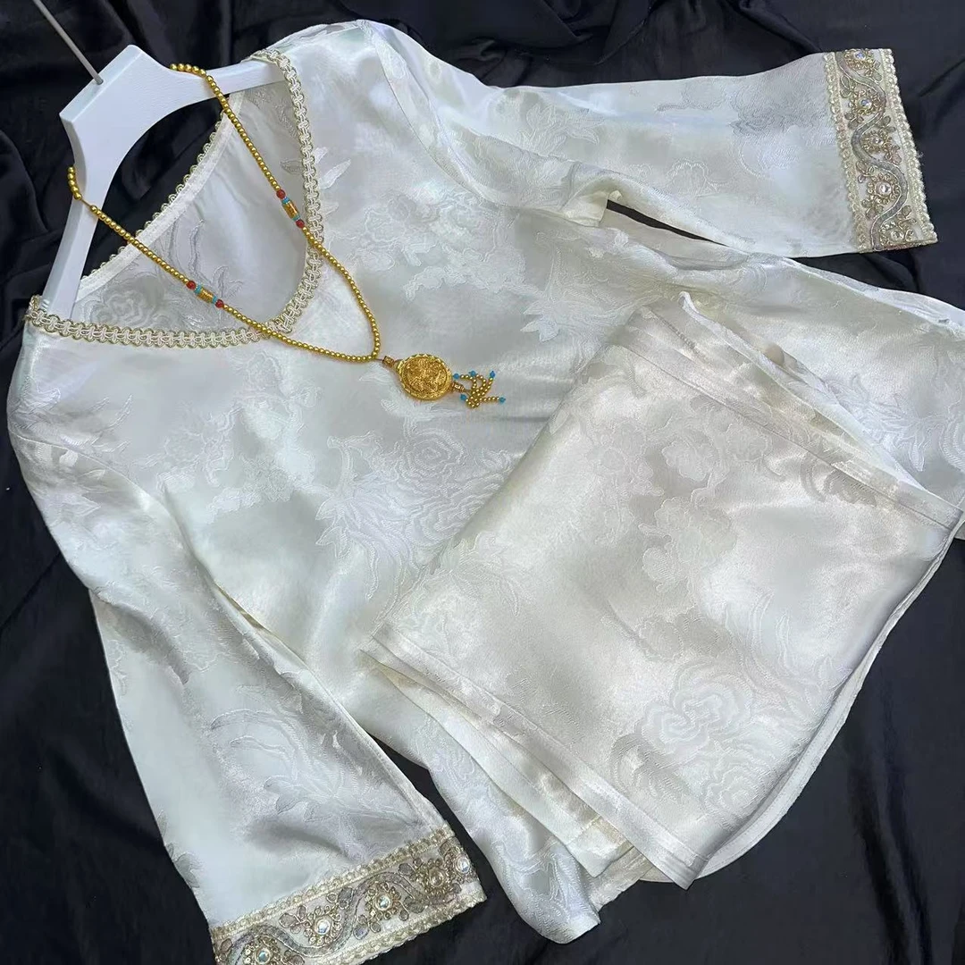 0264-常熟新中式夏季新款白色百搭透气冰凉小套装