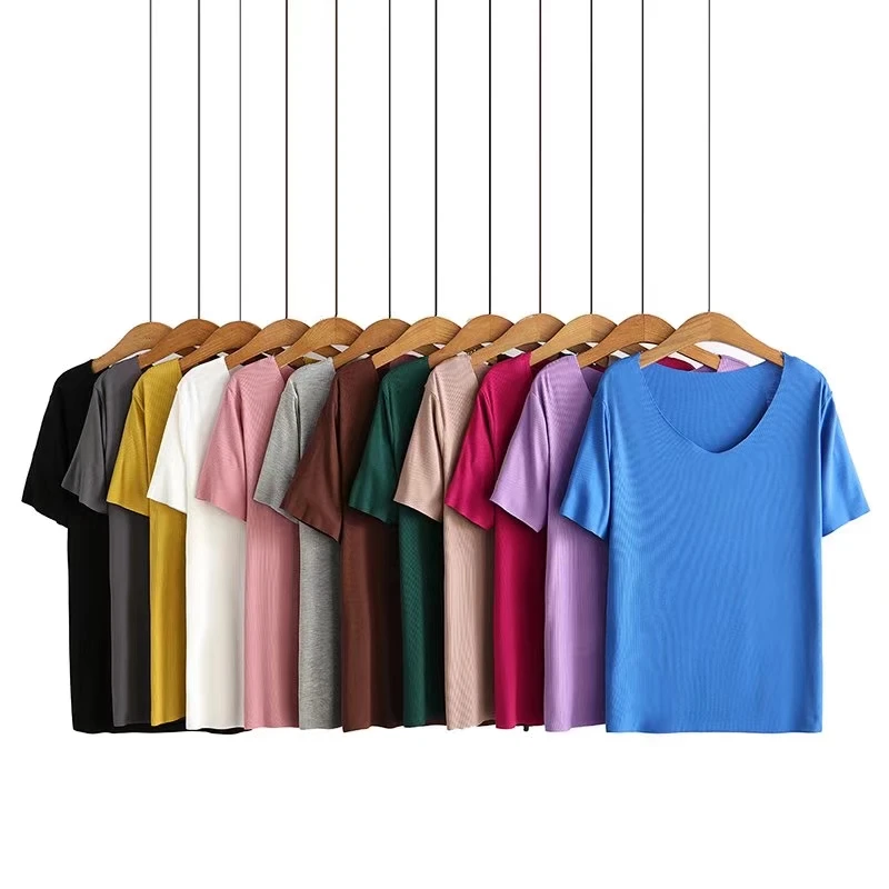 夏季新款大码V领时尚洋气面膜T恤