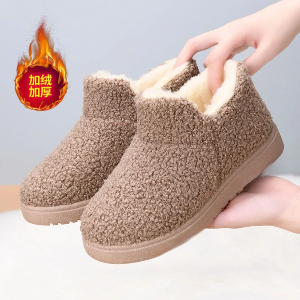 冬季雪地靴休闲鞋布鞋一脚蹬软底防滑棉鞋保暖妈妈女士鞋女