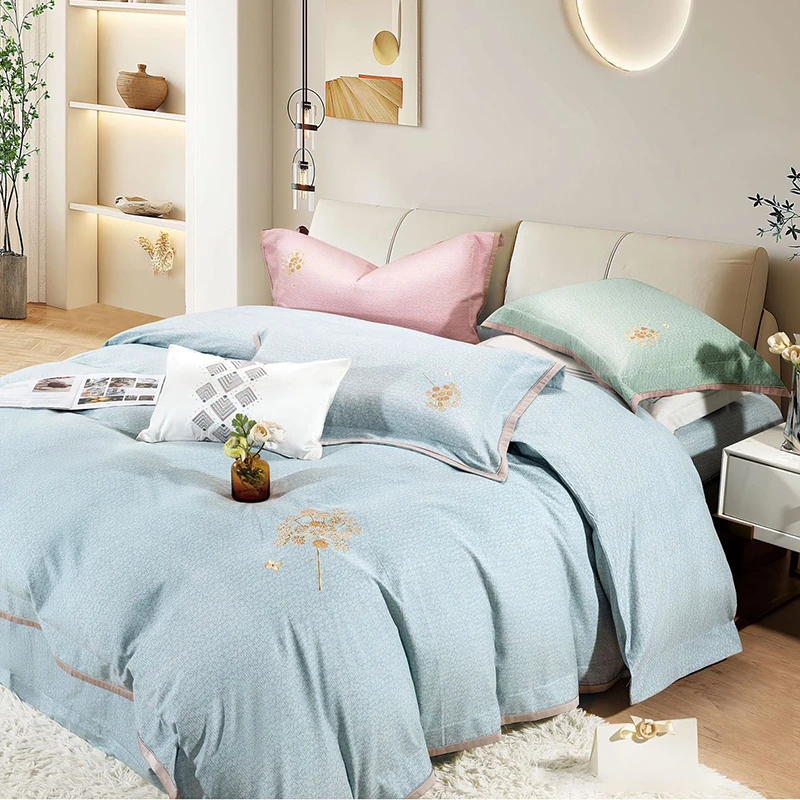 【盛佳J】全棉高档亲肤暖柔磨毛轻奢简约绣花四件套