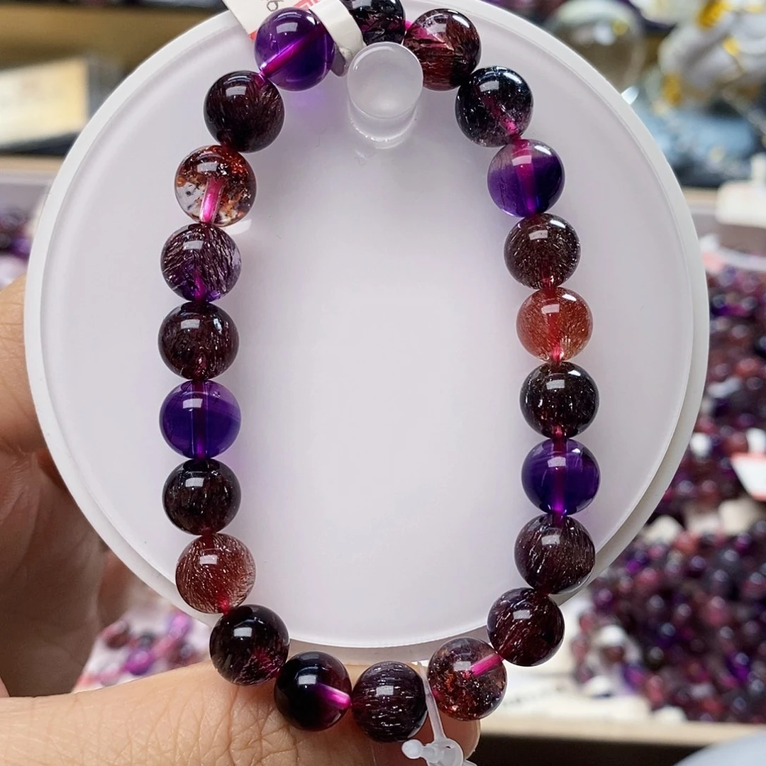 未镶嵌手链水晶8.9黑加仑超七一步到位J729