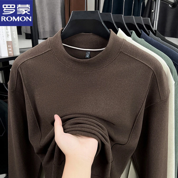 罗蒙男士正品正牌2025秋冬新款圆领卫衣爆款休闲德绒打底衫上衣潮