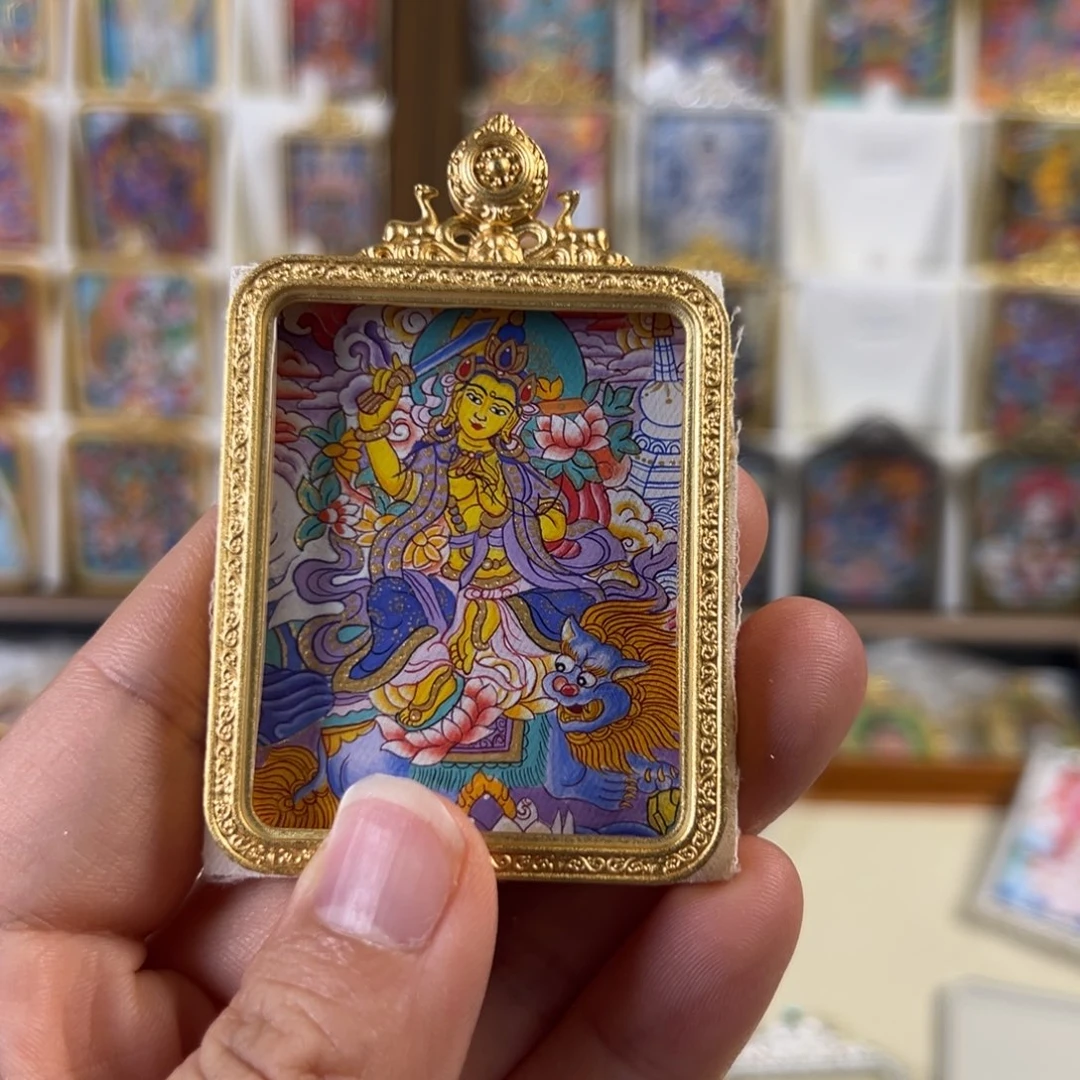 夜***姆吊坠装裱画文殊菩萨双面