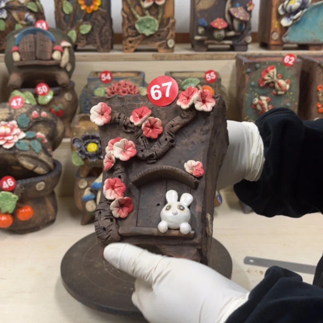 【闪购商品】紫砂花盆67号内口9.5×9.5脚高14