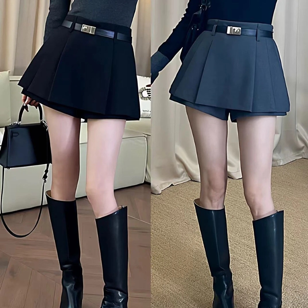 高腰半身裙女秋冬2025新款A字裙百褶裙短裙半裙裙子伞裙裤裙