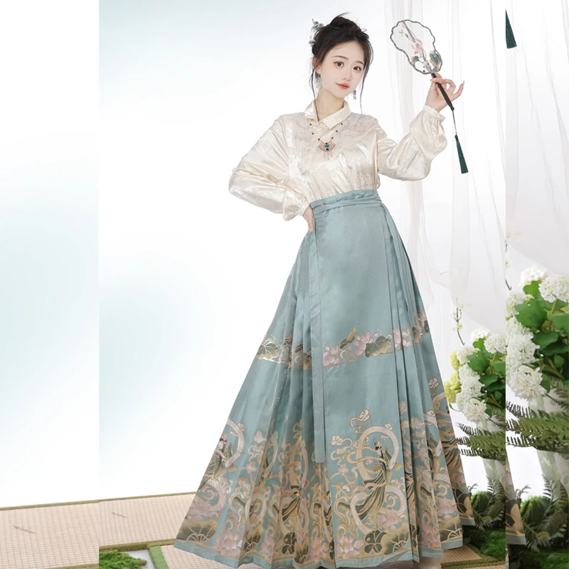 丞纪司原创【青蛇之莲】明制马面裙汉服女织金妆花六对褶2025新款