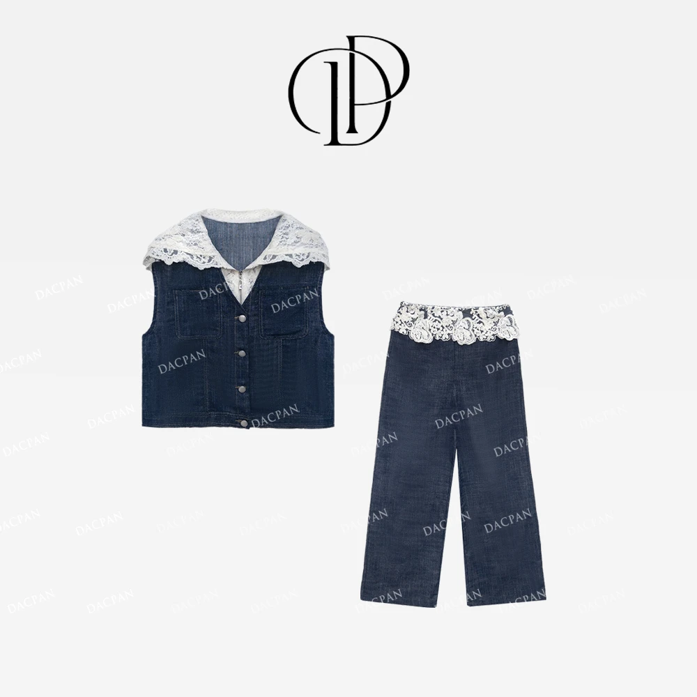 DACPAN-“拥抱月亮”连帽牛仔套装 马甲+长裤 2025/盼·25042349