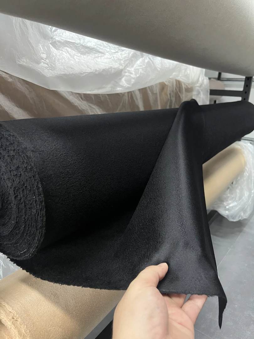 【黑色系】100羊绒15.5微米双面羊绒面料亲肤柔然细腻有光泽