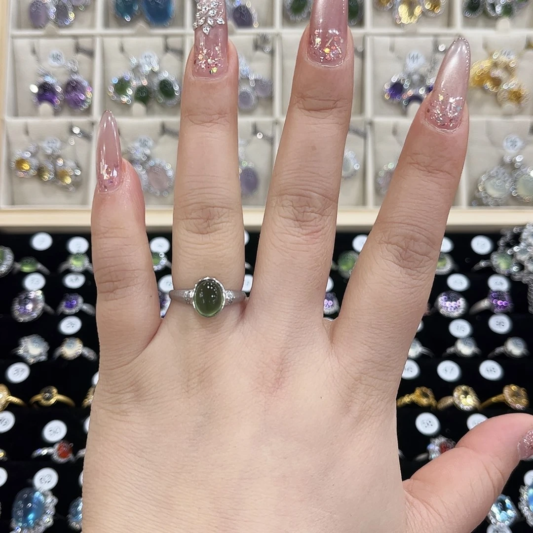 岫玉银S925镶嵌戒指