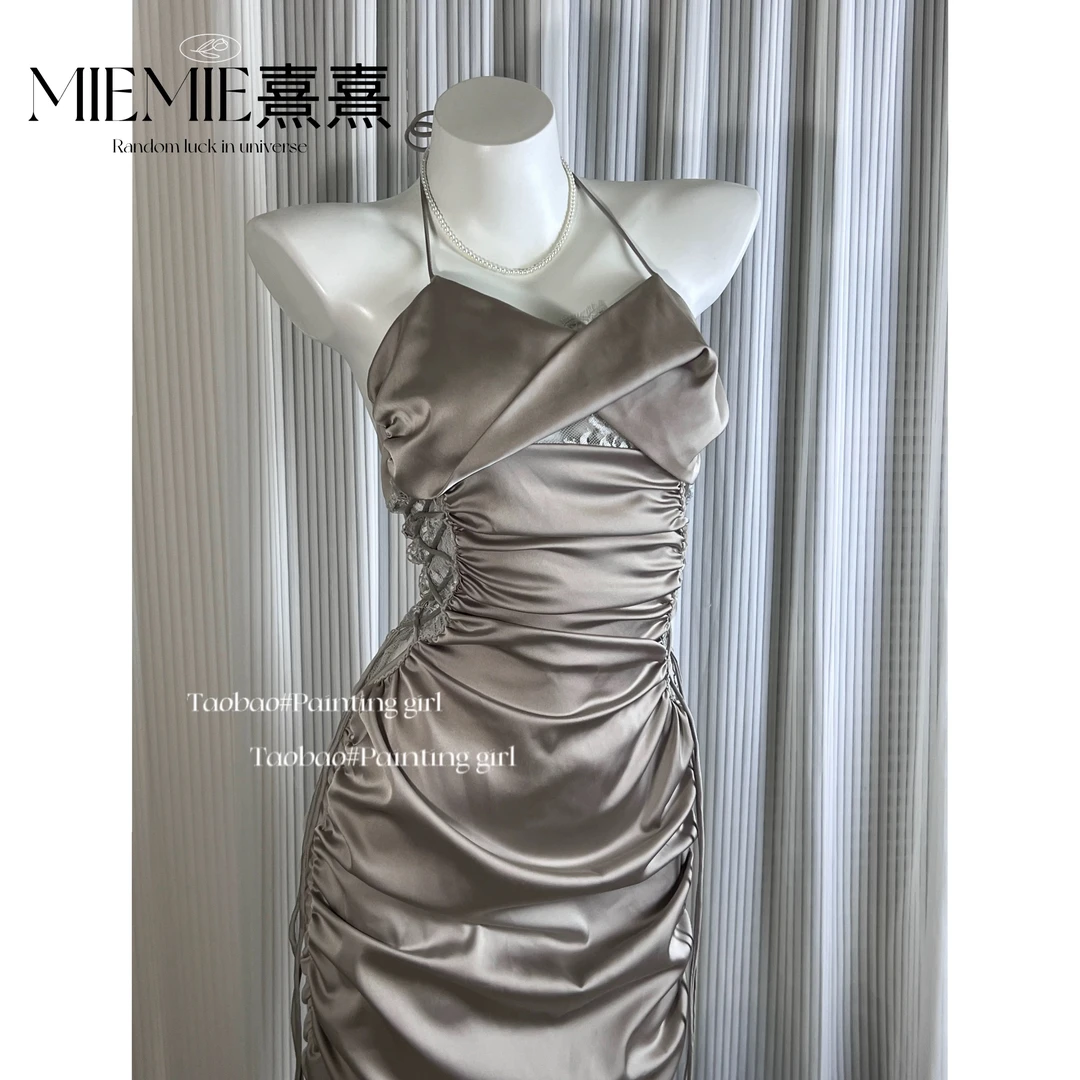 【MIEMIE熹熹】椰云奶盖！拼接抽绳睡衣纯欲风修身显瘦包臀睡裙