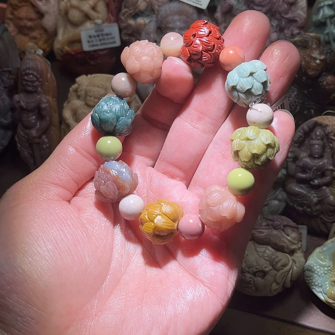 红***红未镶嵌定制石英质玉（阿拉善玉）手串6