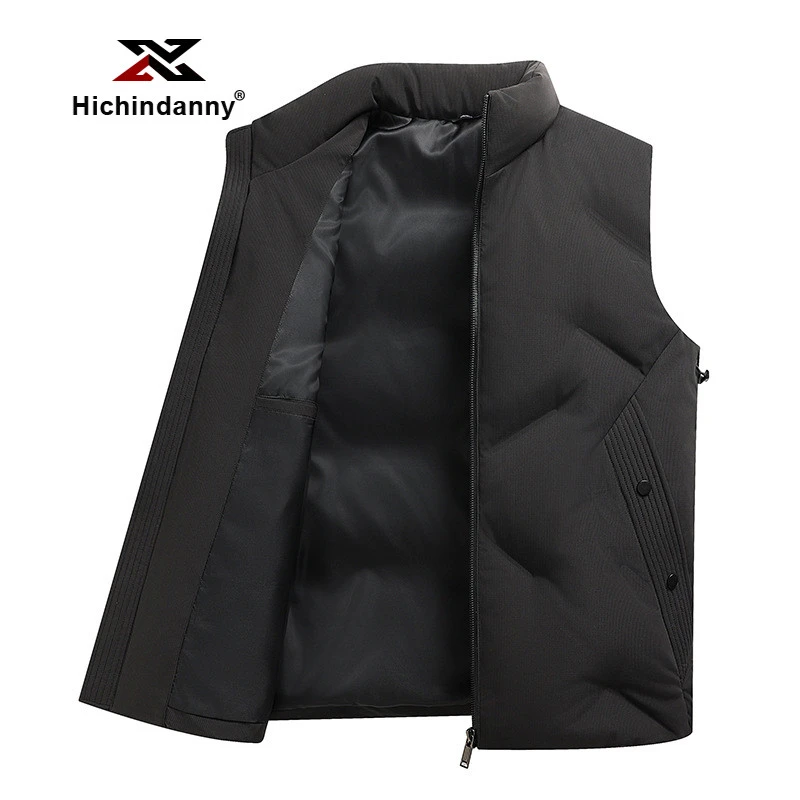 HICHIN羽绒马甲男士秋冬季新款立领加厚款90白鸭绒休闲韩版外套