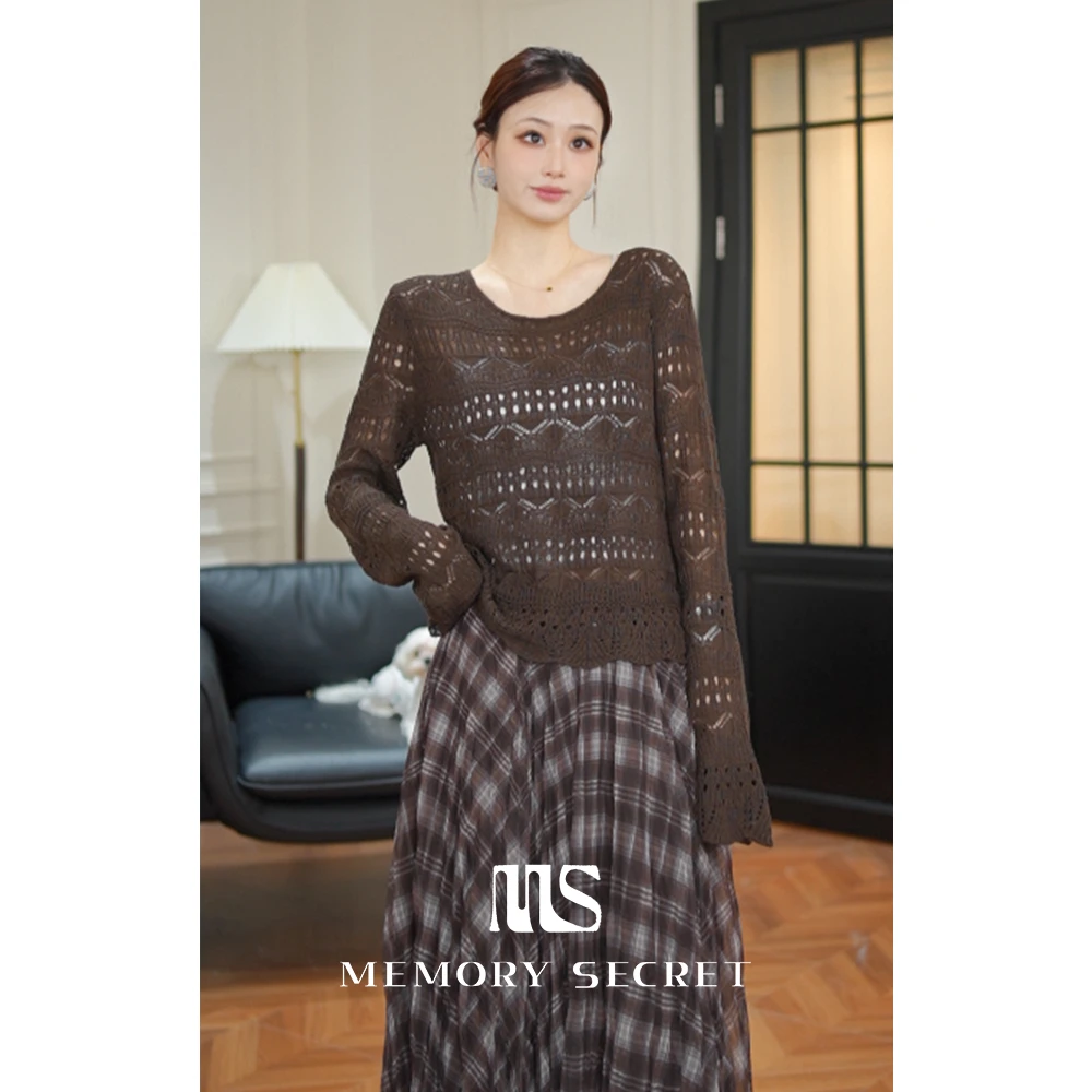 【MS】可露 针织时尚咖色百搭圆领毛针织衫MS53072510-A