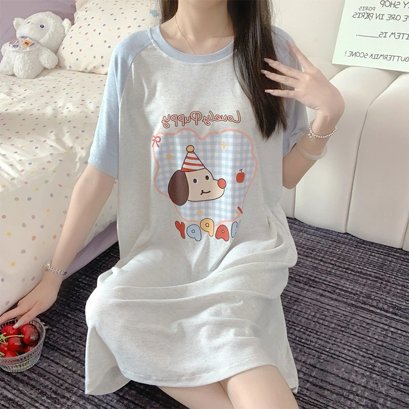 2025新款睡裙女大童夏款初中生12-13-15岁女孩莫代尔棉短袖家居裙