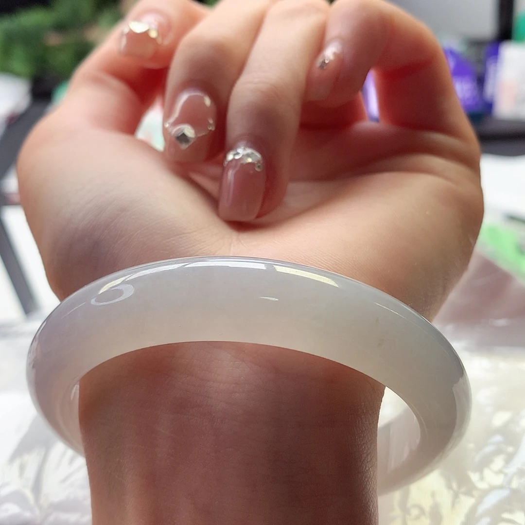 翡翠手镯未镶嵌天然翡翠58-59白月光