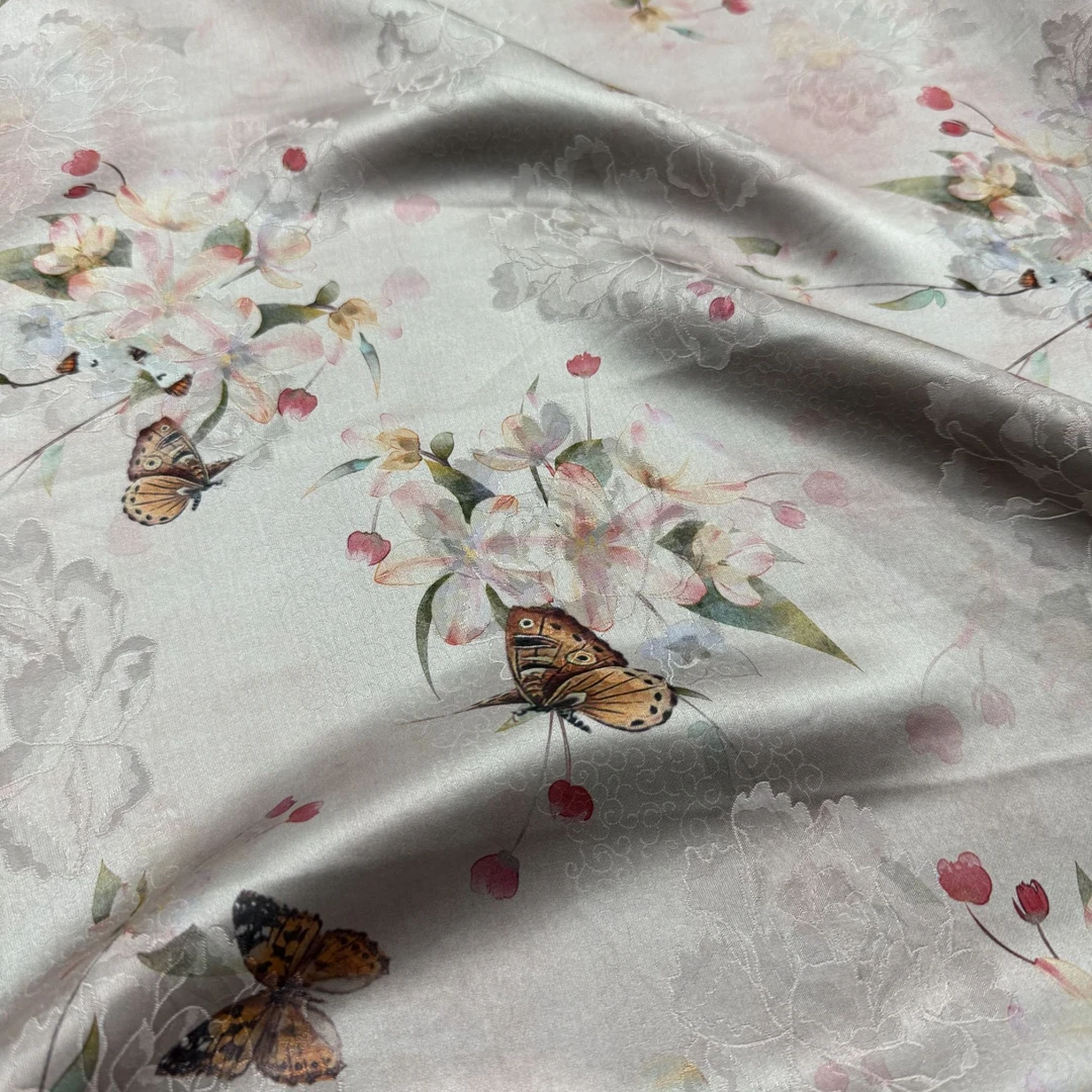 【蝶恋花】人丝红云纱香云纱新中式时尚国风服装面料