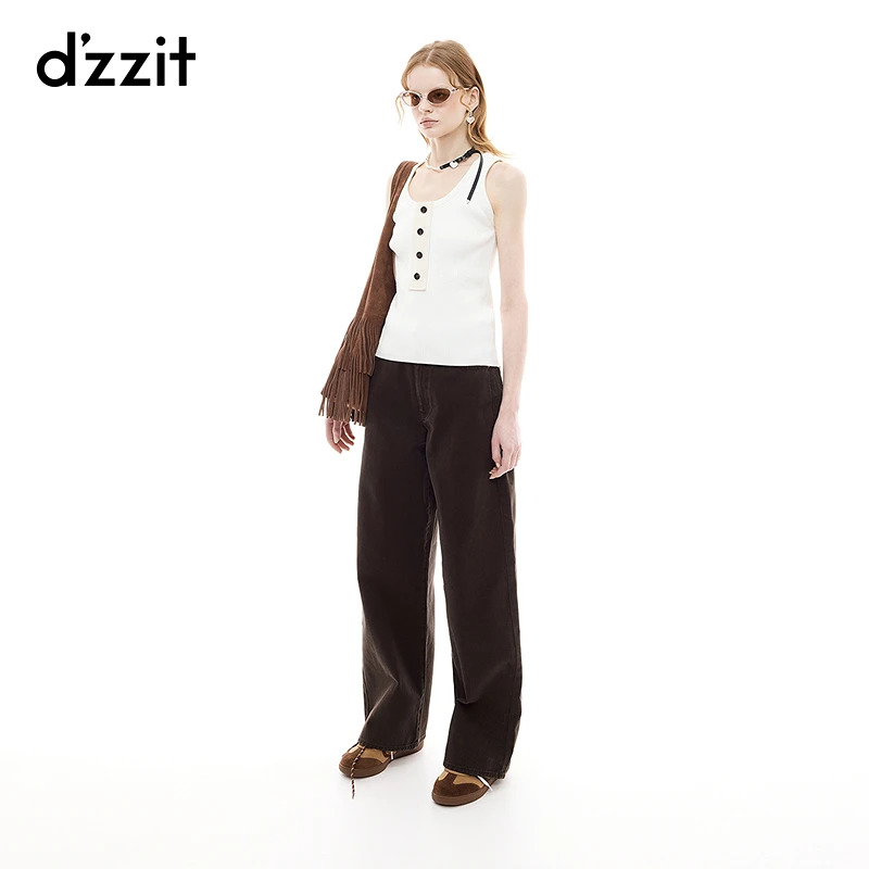 【商场同款新品】dzzit地素针织背心25秋白色修身打底上衣女3J3E212