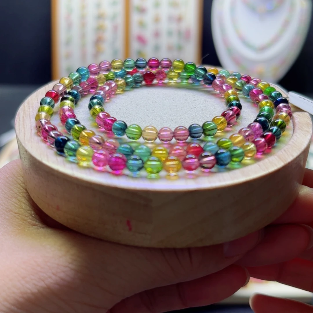 未镶嵌碧玺手链老矿4.8mm