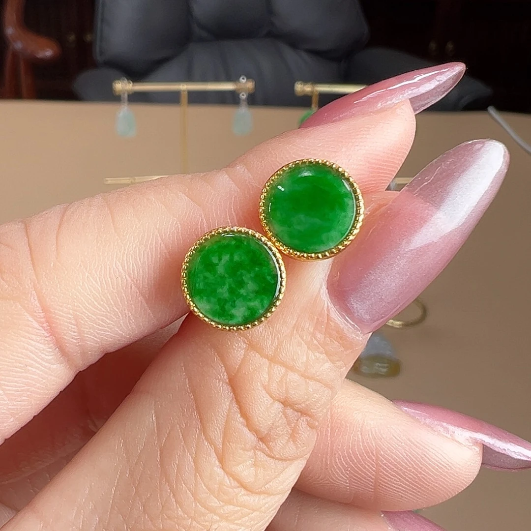 翡翠银S925镶嵌耳饰吊坠