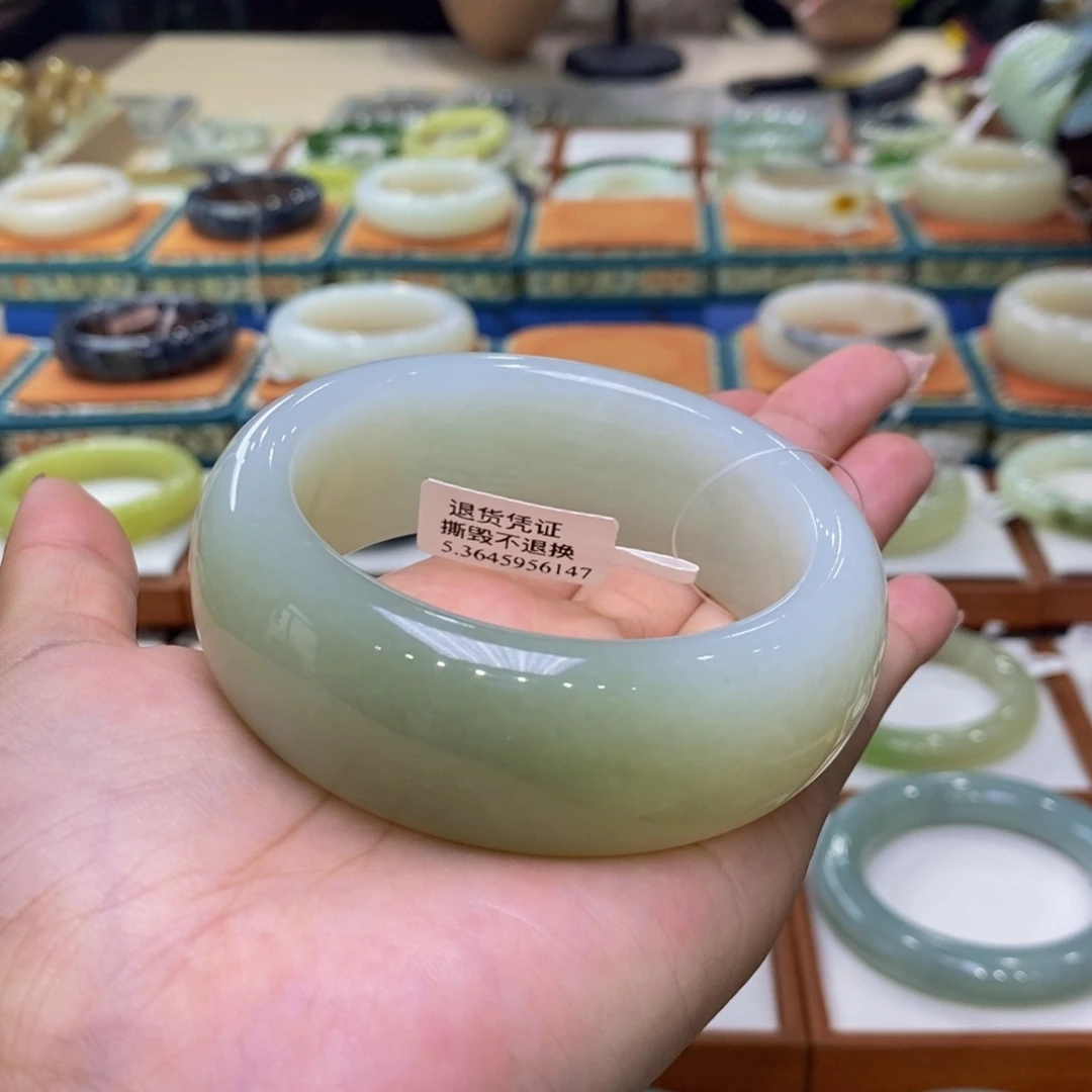 和田玉手镯未镶嵌和田玉且末兰草翠58